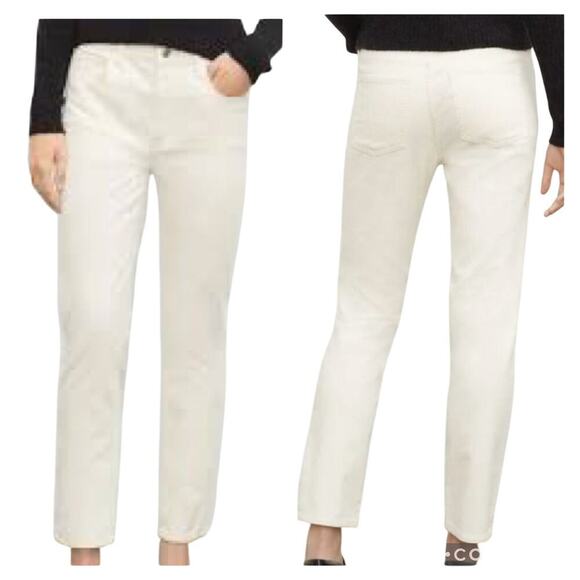 New CLUB MONACO High Rise Skinny Ankle Corduroy Jeans in Cream Women's Sz 28 - Picture 1 of 13